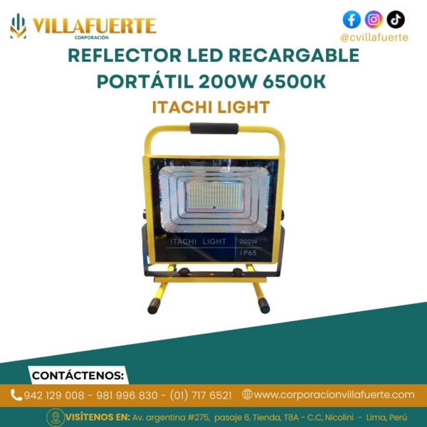 REFLECTOR LED RECARGABLE PORTÁTIL 200W IP65 6500K ITACHI LIGHT
