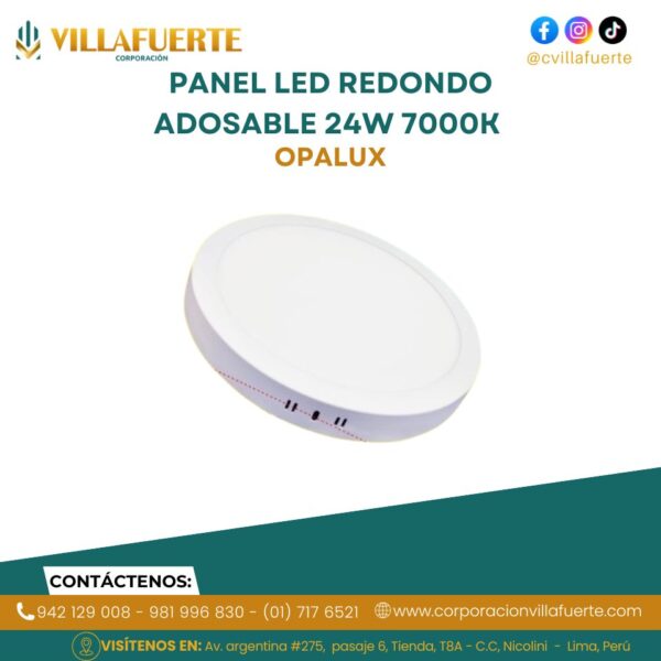 PANEL LED REDONDO ADOSABLE 24W 7000K LUZ BLANCA 100-240V 2200LM OPALUX