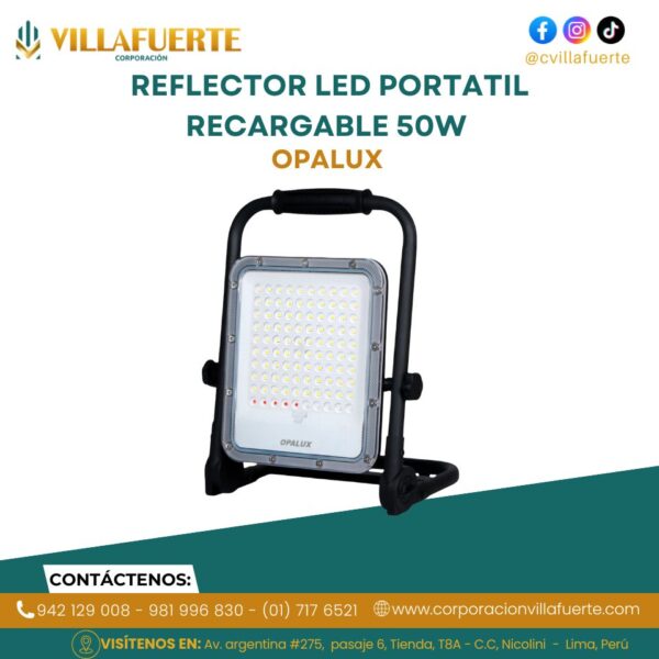 REFLECTOR LED PORTATIL RECARGABLE 50W OPALUX