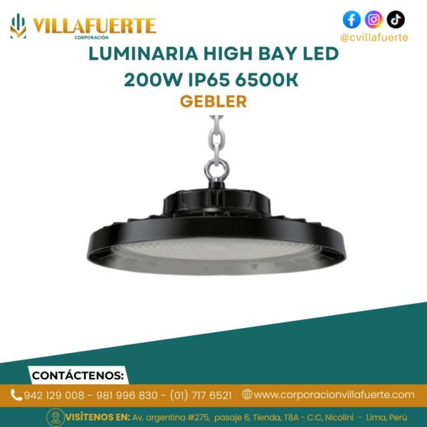 LUMINARIA HIGH BAY LED 200W IP65 6500K 100-277V GEBLER