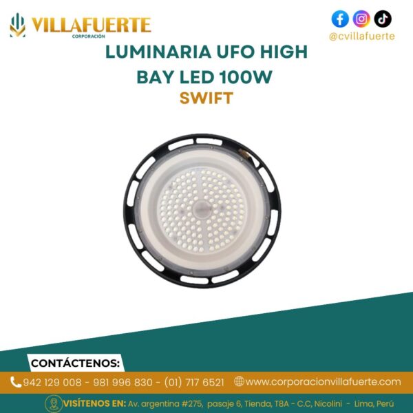 LUMINARIA UFO HIGH BAY LED 100W IP65 SWIFT