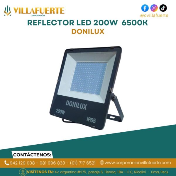 REFLECTOR LED 200W IP66 6500K 24000 LÚMINES 175–265VAC 50-60HZ DONILUX