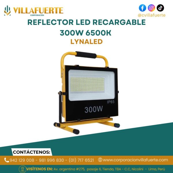 REFLECTOR LED RECARGABLE 300W IP65 6500K LYNALED