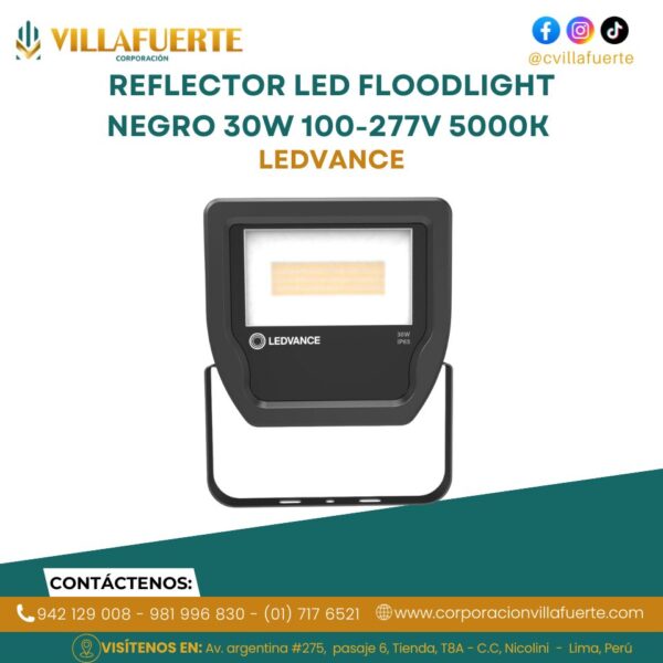 REFLECTOR LED FLOODLIGHT NEGRO 30W 100-277V 5000K IP65 LEDVANCE