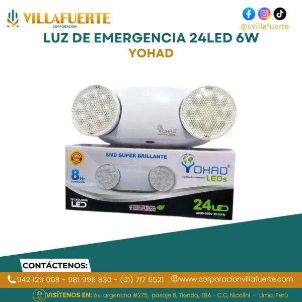 LUZ DE EMERGENCIA 24LED 6W IP20 540LM 85-265V YOHAD