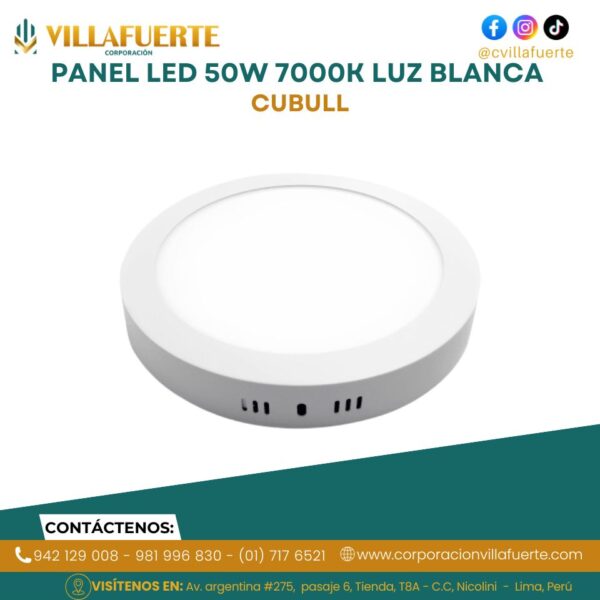 PANEL LED 50W 7000K LUZ BLANCA CUBULL - Corporación VILLAFUERTE